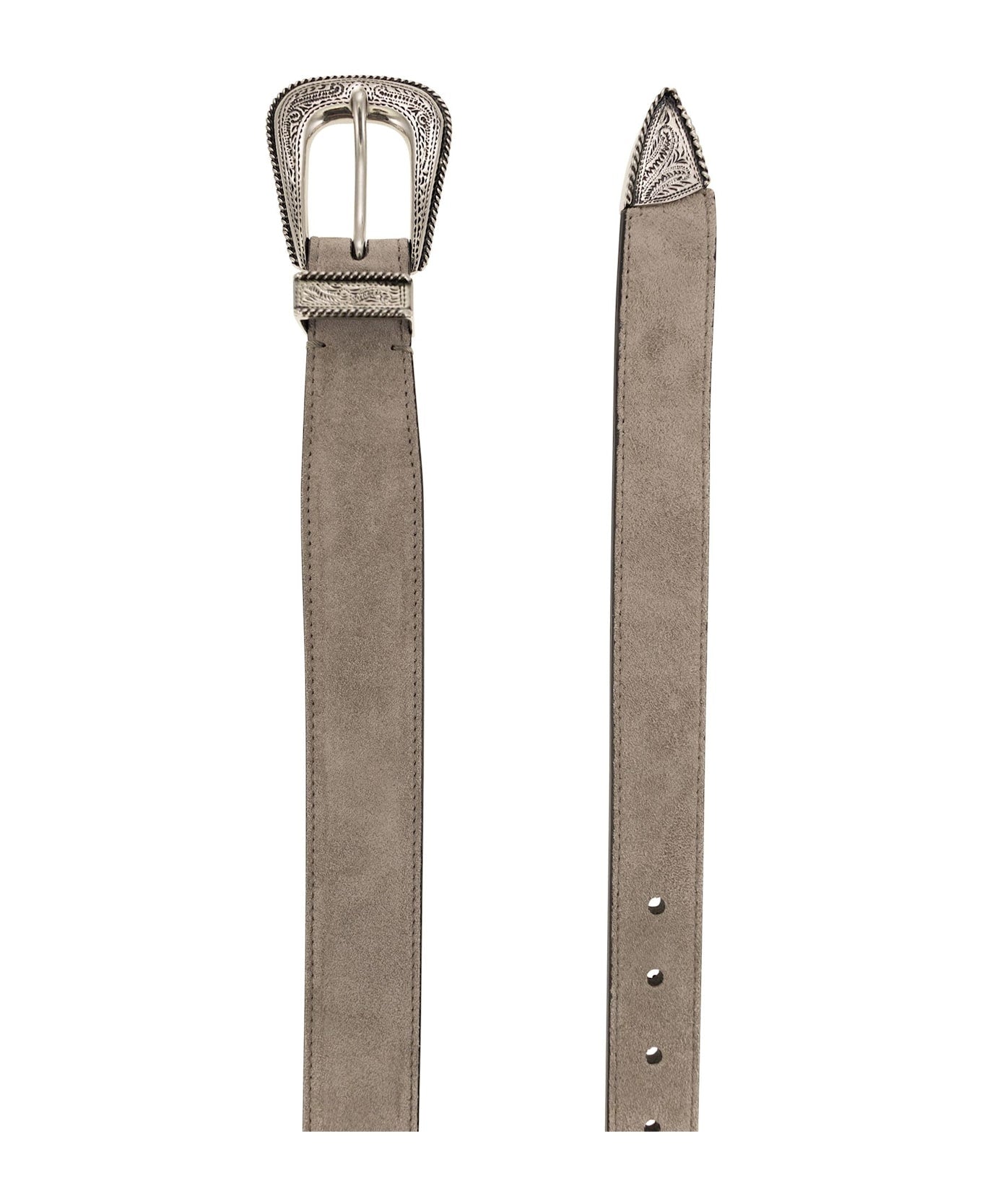 Gray Leather Regular Belt