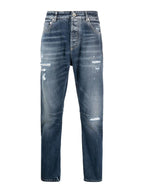 Gray Cotton Straight-Leg Jeans