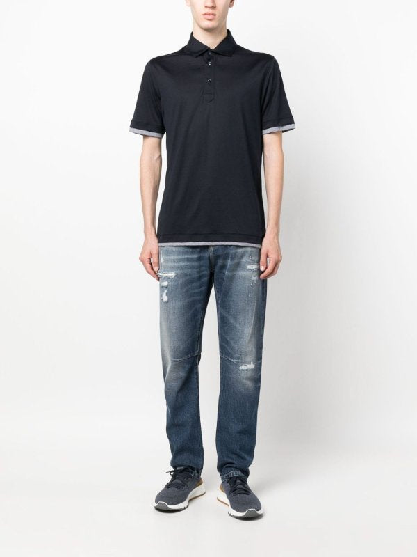 Gray Cotton Straight-Leg Jeans