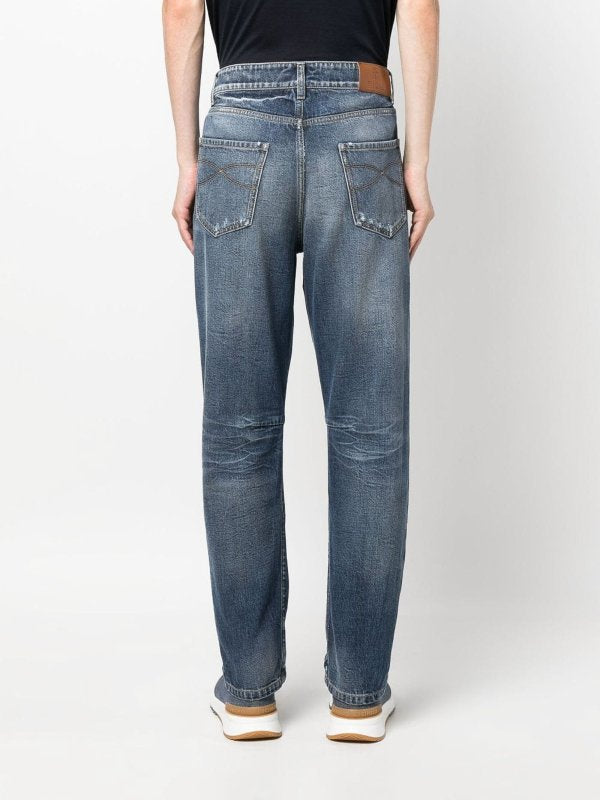 Gray Cotton Straight-Leg Jeans