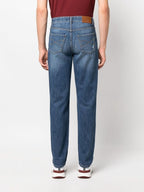 Blue Cotton Straight-Leg Jeans