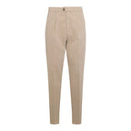 Brown Cotton Casual Pants