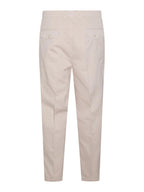 Beige Cotton Casual Pants