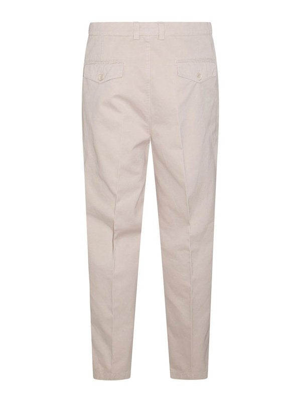 Beige Cotton Casual Pants