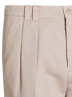 Beige Cotton Casual Pants