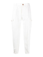 White Cotton Casual Pants