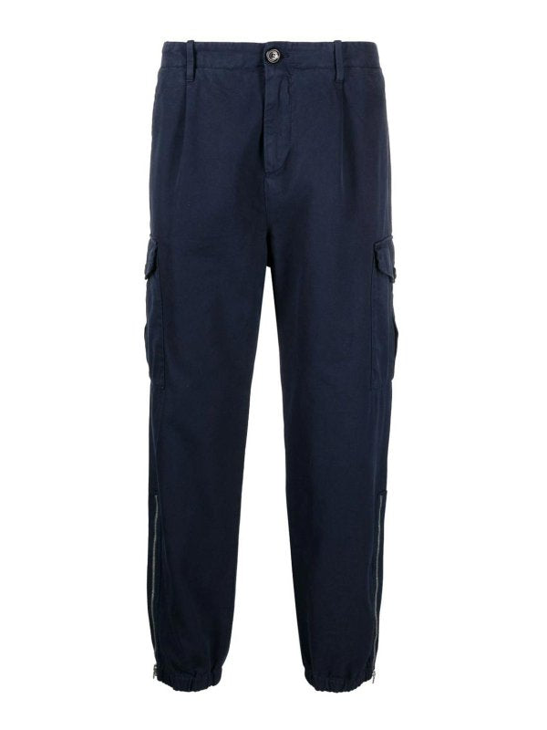 Blue Cotton Cargo Pants