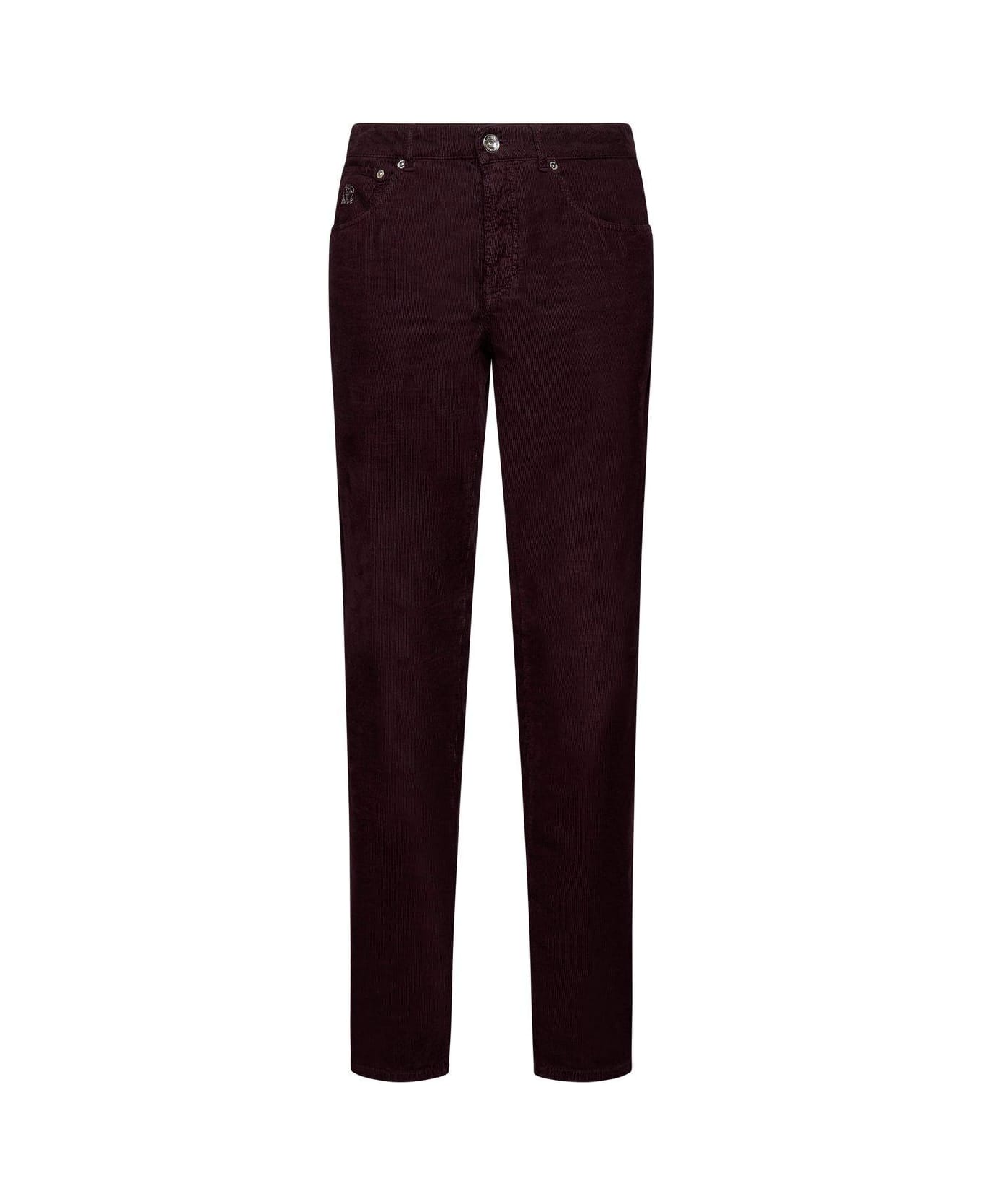 Purple Cotton Casual Pants