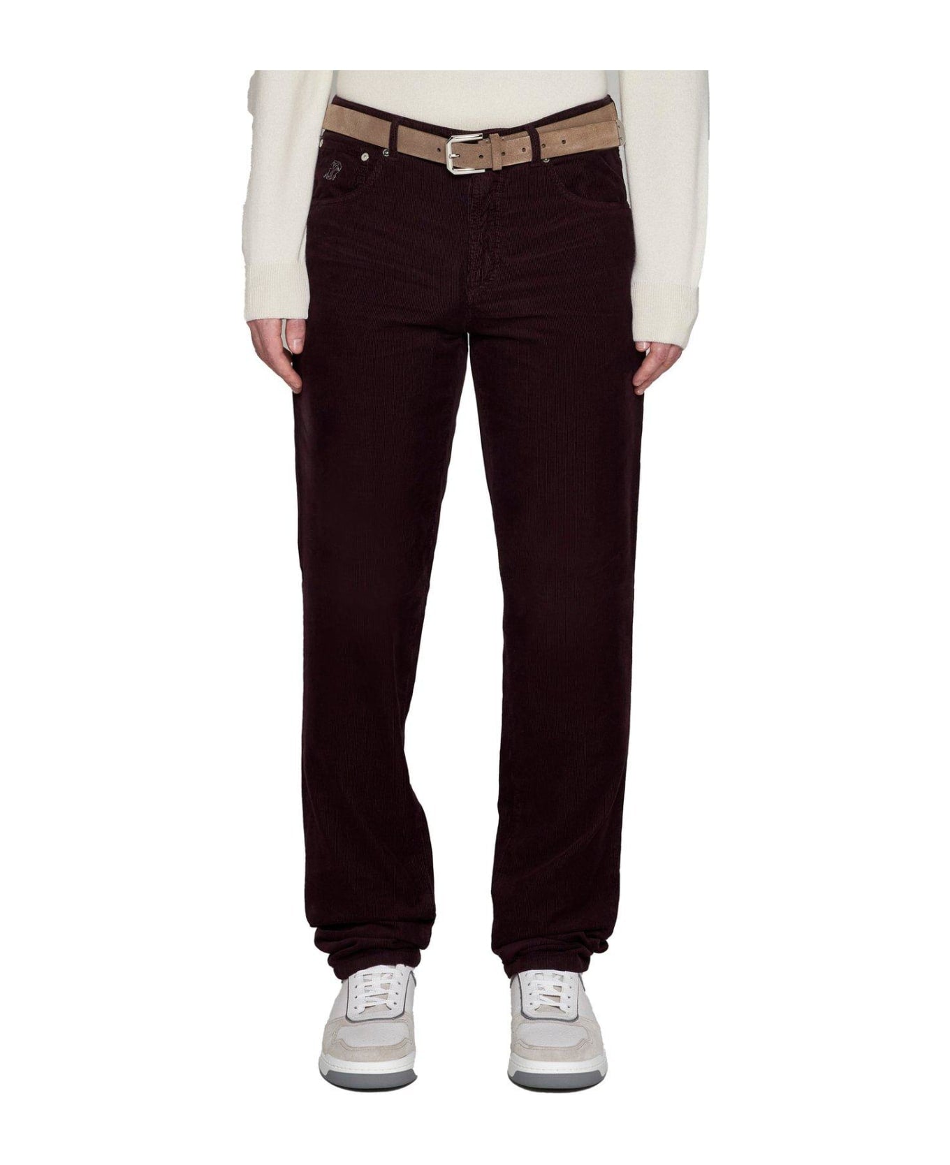 Purple Cotton Casual Pants