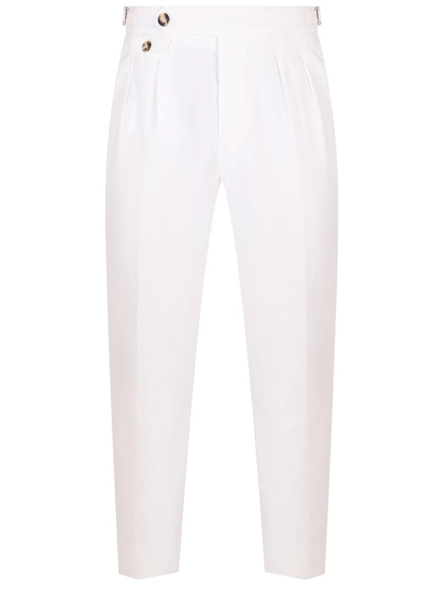 White Cotton Casual Pants