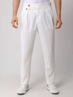 White Cotton Casual Pants