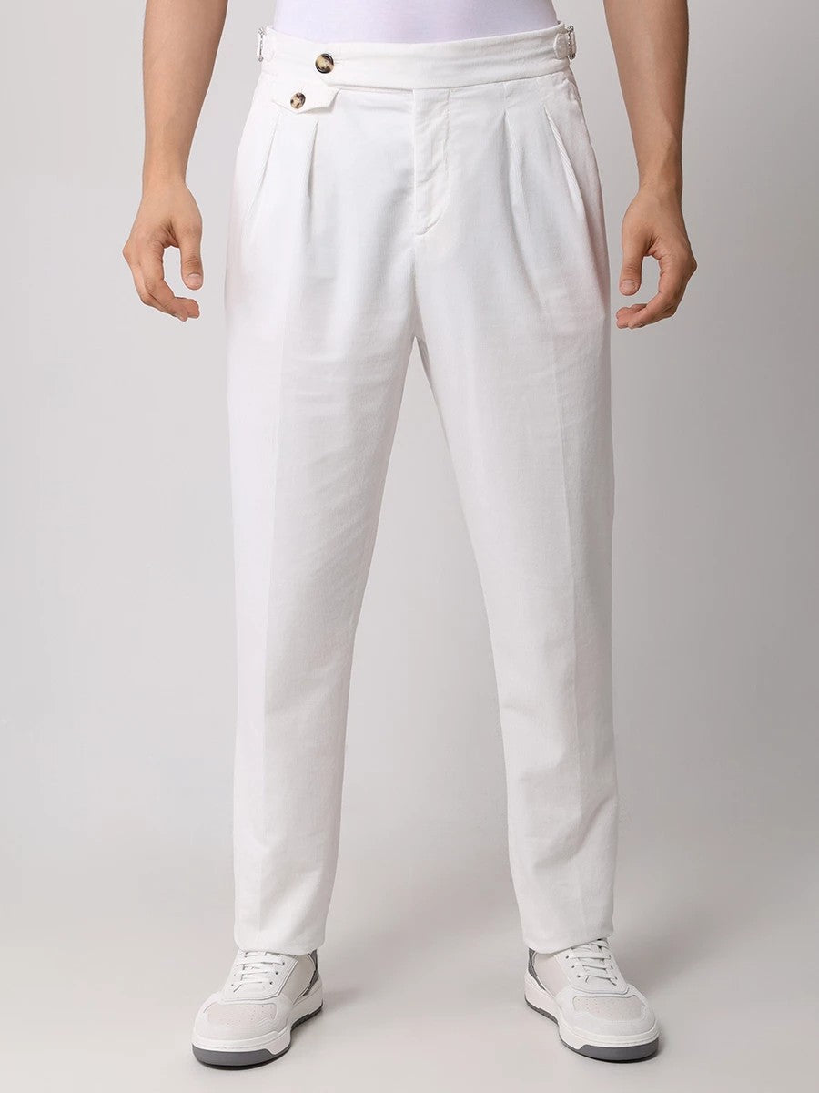 White Cotton Casual Pants
