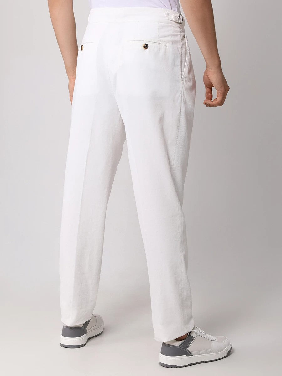 White Cotton Casual Pants