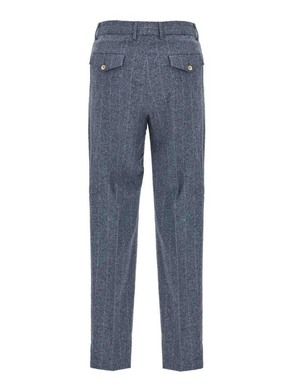 Blue Silk Casual Pants
