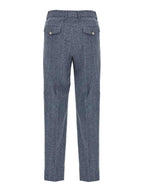 Blue Silk Casual Pants