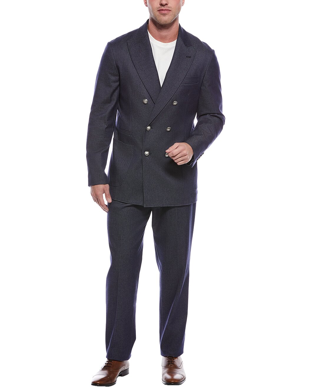 Blue Cotton Two-Piece Suit
