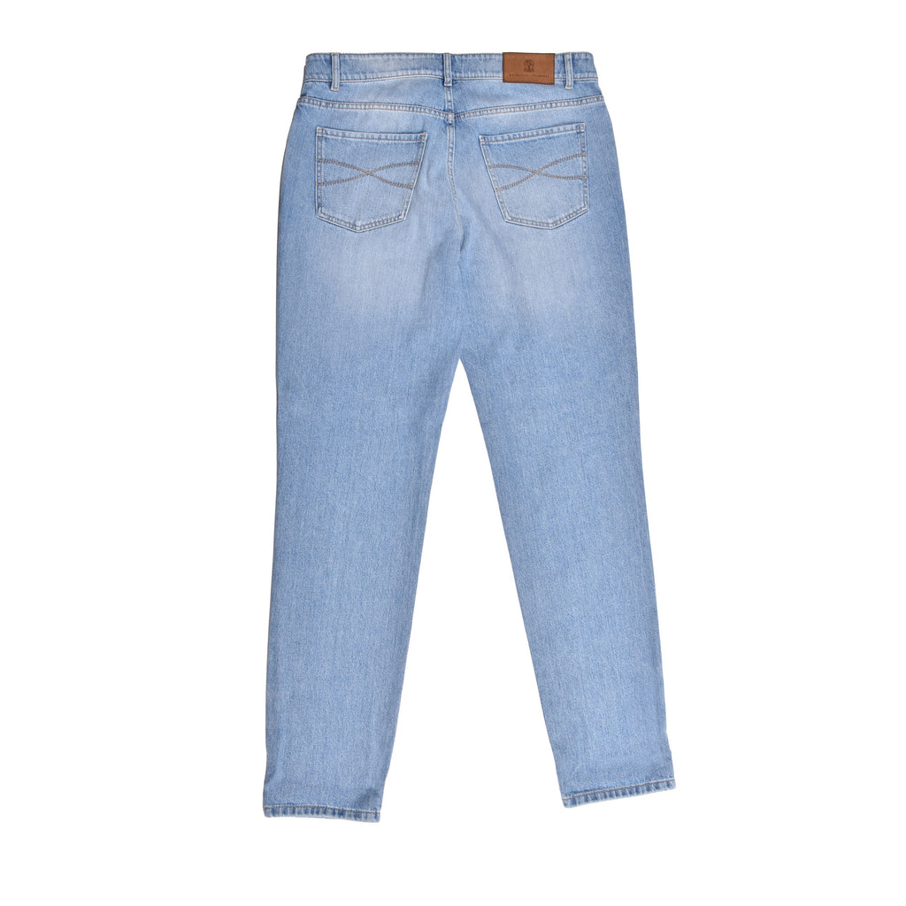 Blue Cotton Straight-Leg Jeans