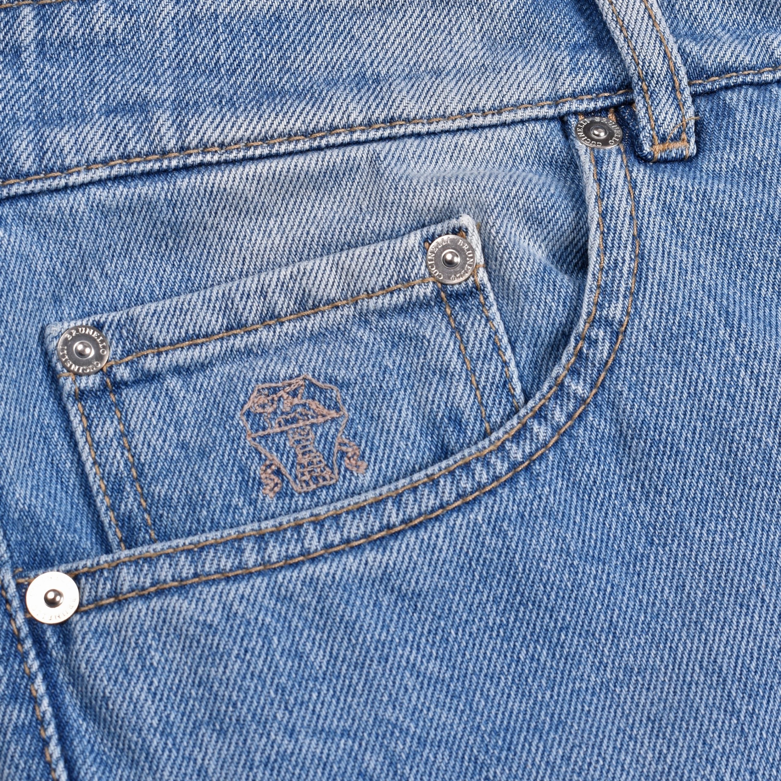 Blue Cotton Straight-Leg Jeans