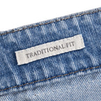 Blue Cotton Straight-Leg Jeans