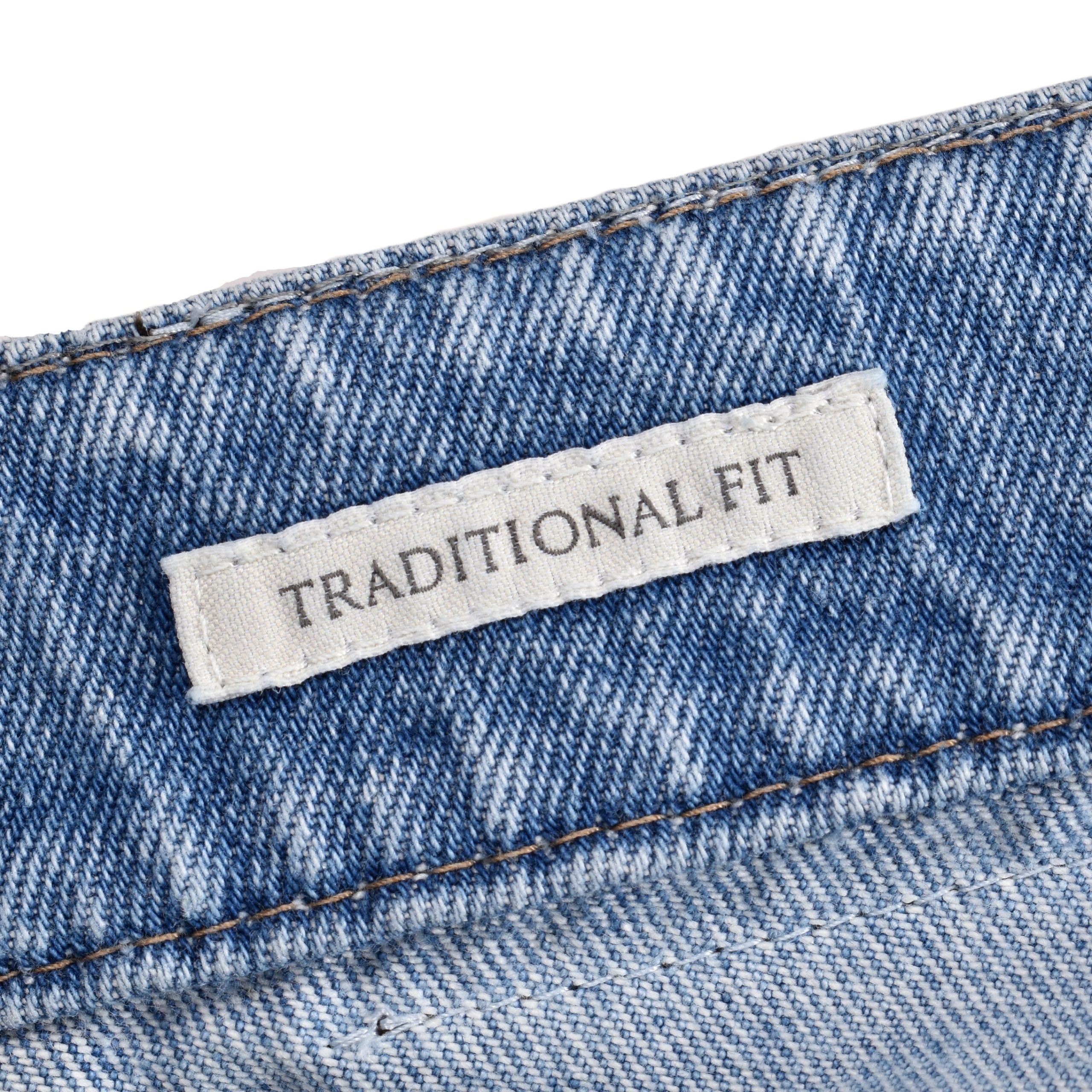 Blue Cotton Straight-Leg Jeans