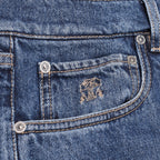 Blue Cotton Straight-Leg Jeans