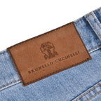 Blue Cotton Straight-Leg Jeans