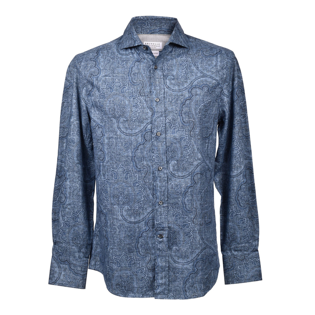 Blue Cotton Pattern Shirt