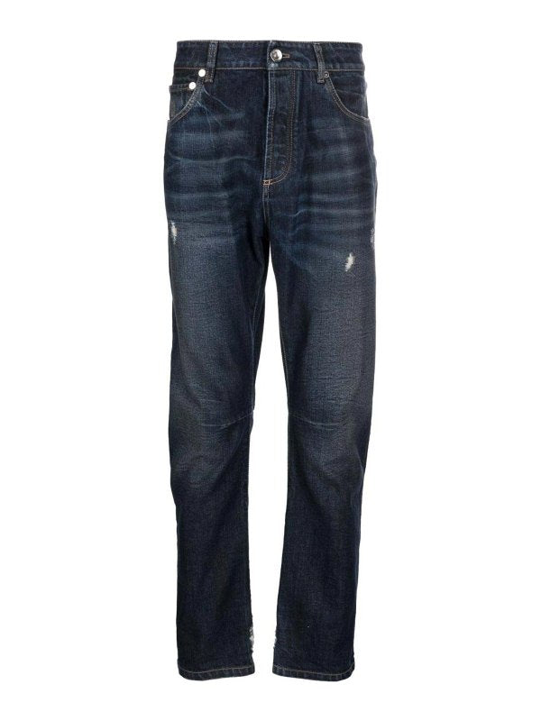 Black Cotton Straight-Leg Jeans