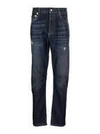 Black Cotton Straight-Leg Jeans