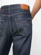 Black Cotton Straight-Leg Jeans