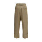 Beige Cotton Casual Pants