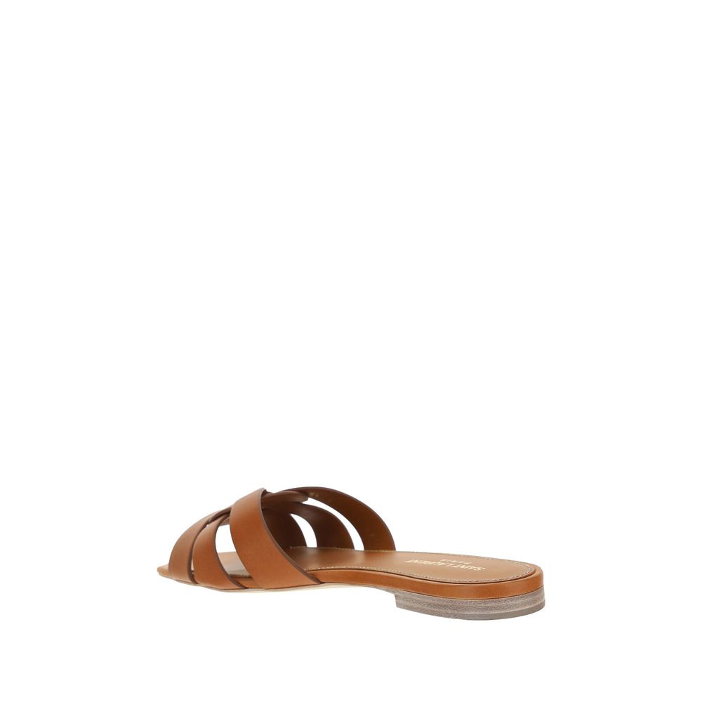 Brown Calf Leather Bos Taurus Flat Sandals