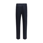 Blue Cotton Casual Pants