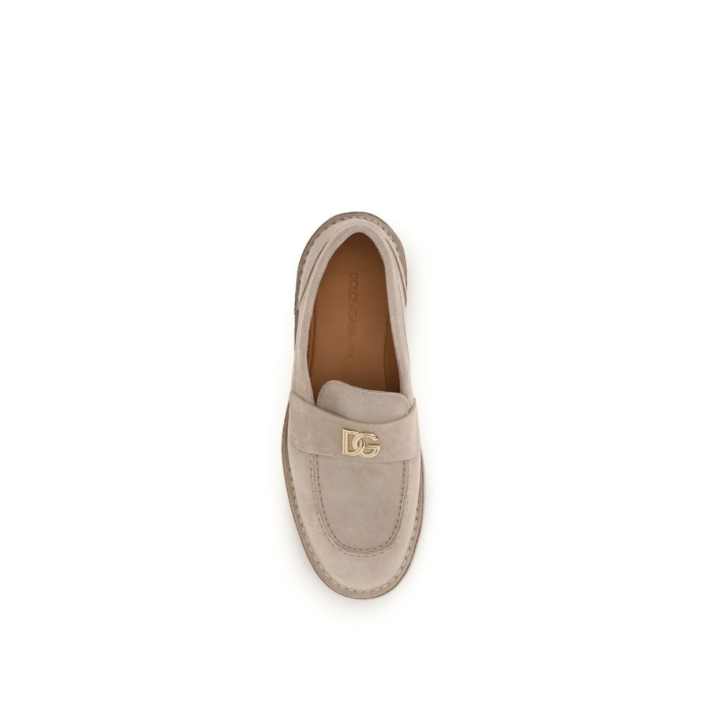 Beige Calf Leather Bos Taurus Slip-On Loafers
