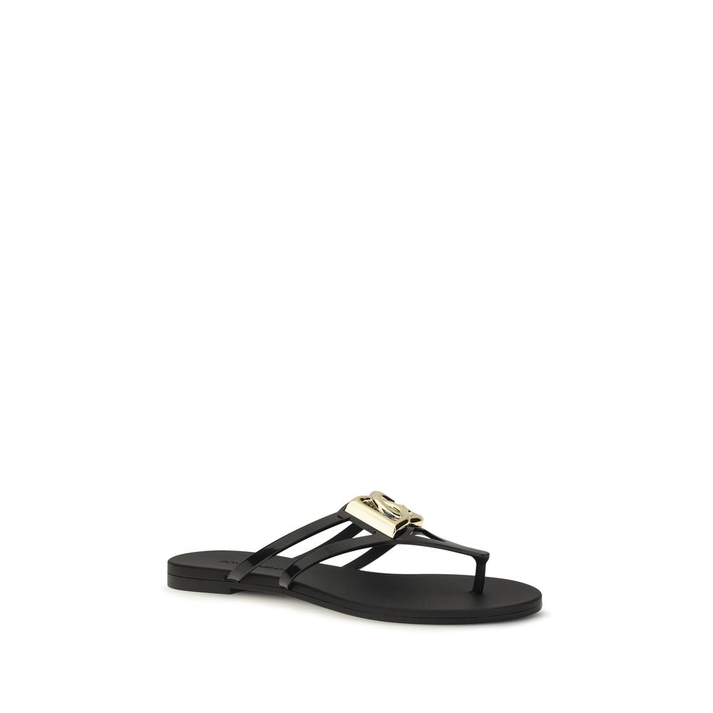 Black Rubber Strap-On Sandals