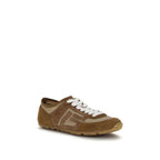 Beige Calf Leather Bos Taurus Athletic Sneakers