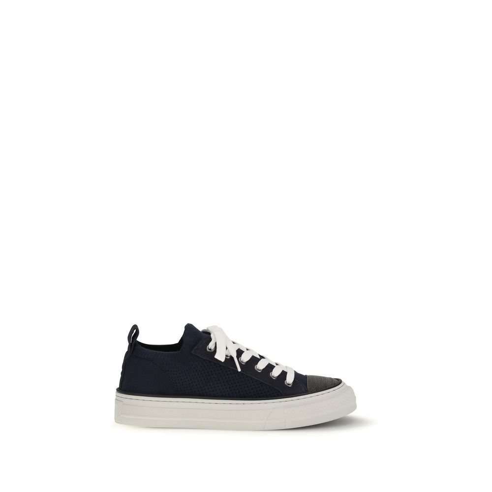 Black Cotton Low Top Sneakers