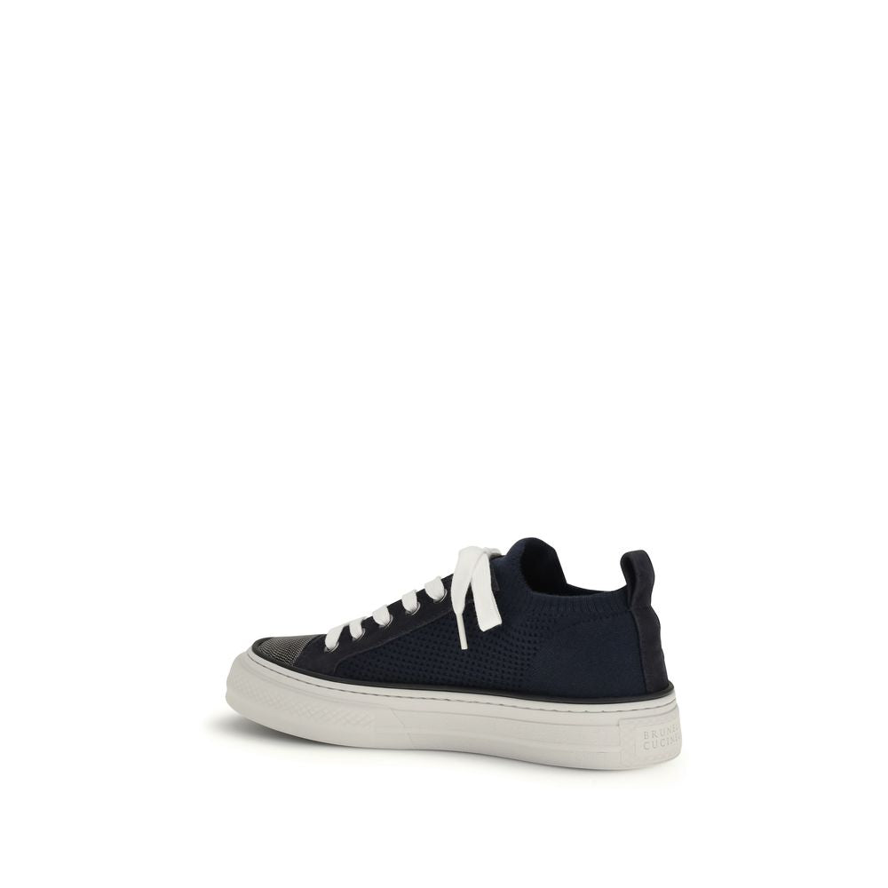 Black Cotton Low Top Sneakers
