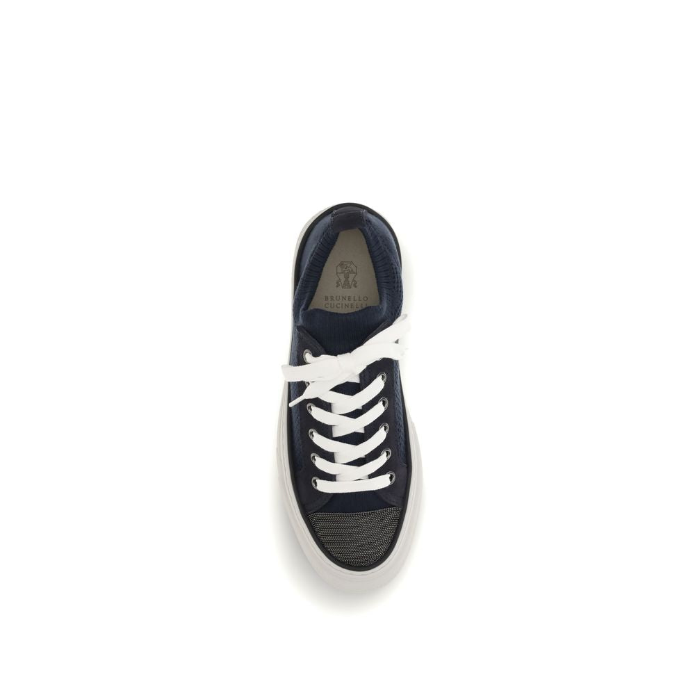 Black Cotton Low Top Sneakers