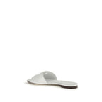 White Calf Leather Bos Taurus Flat Sandals
