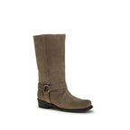 Beige Calf Leather Bos Taurus Lace-Up Boots