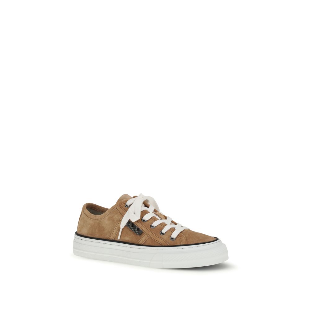 Beige Calf Leather Bos Taurus Low Top Sneakers