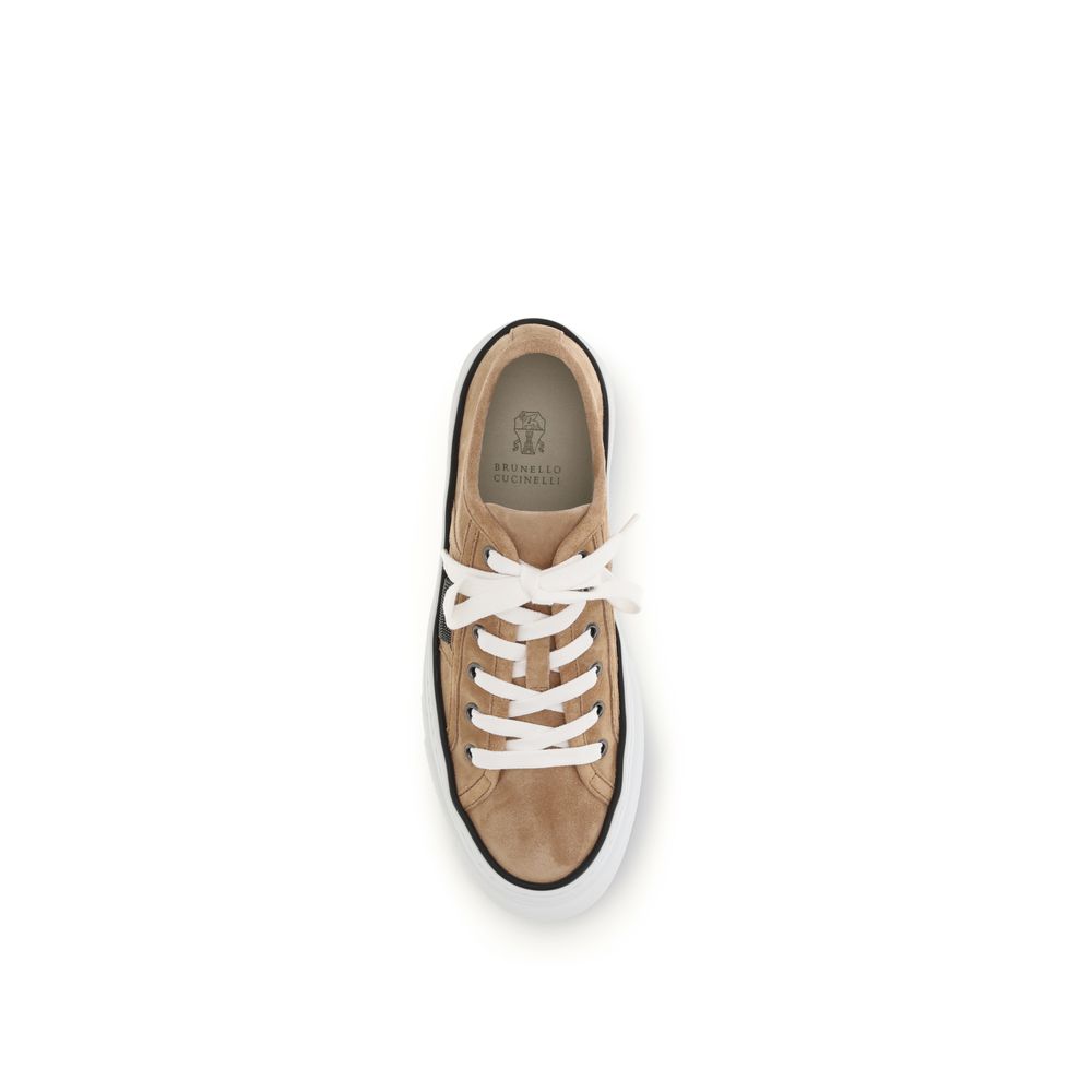 Beige Calf Leather Bos Taurus Low Top Sneakers