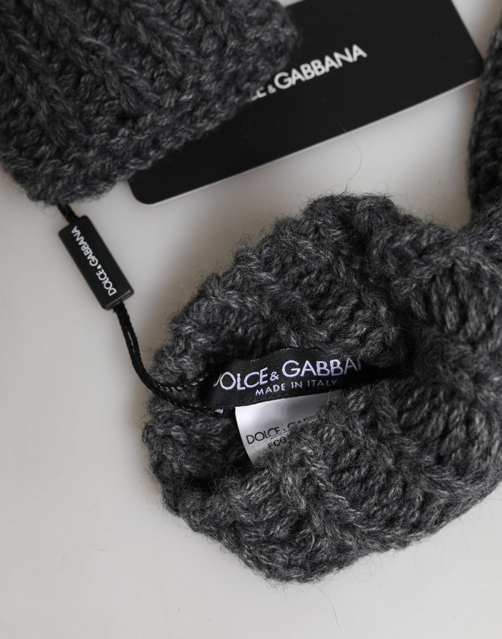 Gray Acrylic Knitted Fingerless Arm Warmer Gloves