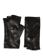 Women Black Embellished Wrist Length Mitten Gloves