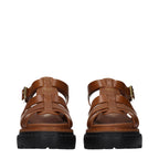 Brown Leather Platform Sandals