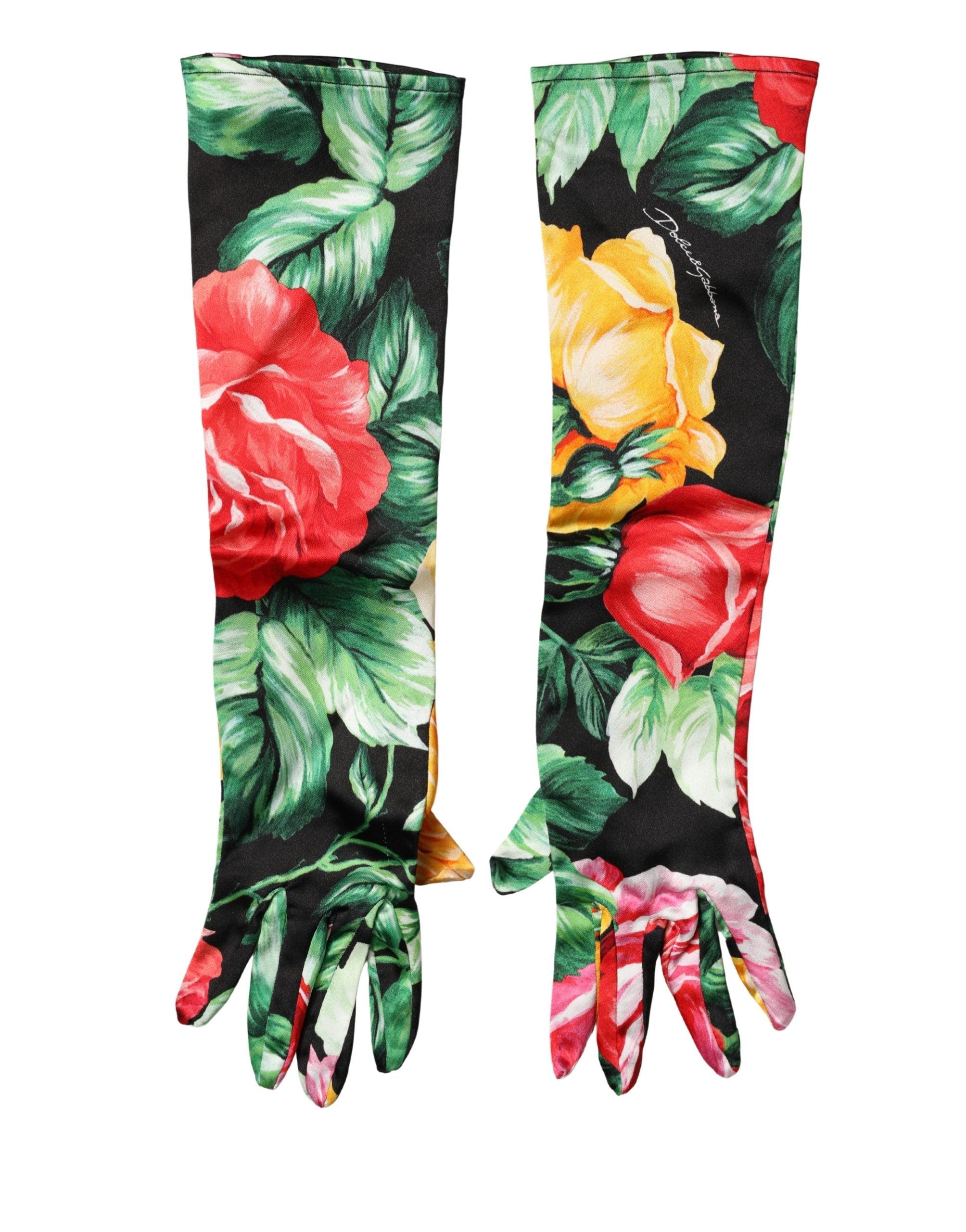 Multicolor Floral Print Elbow Length Women Gloves