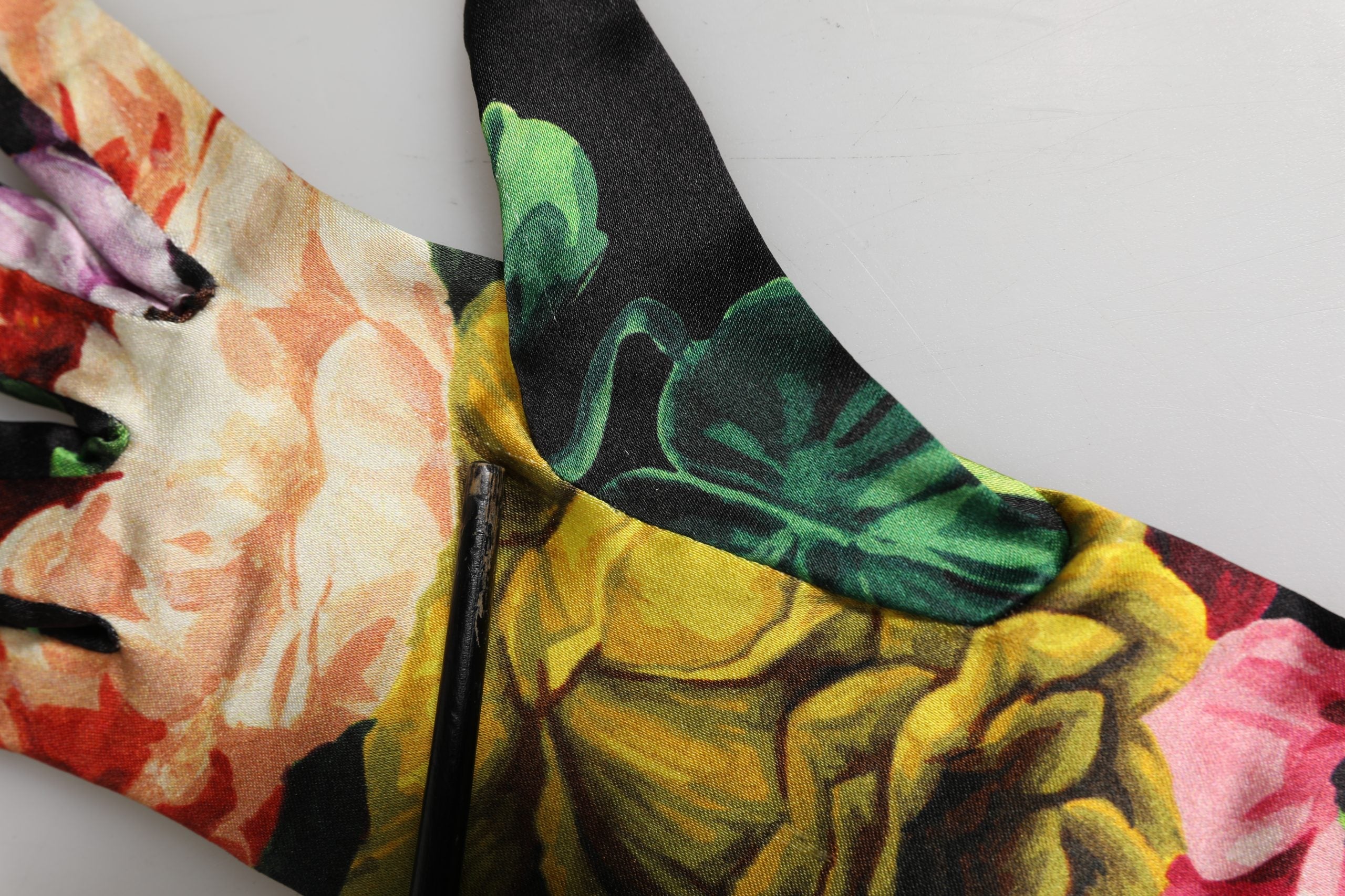 Multicolor Floral Print Elbow Length Women Gloves