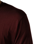 Maroon Silk Men Crew Neck Pullover Sweater