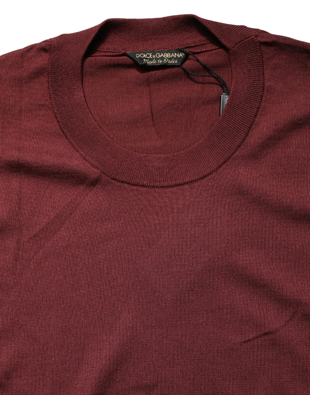 Maroon Silk Men Crew Neck Pullover Sweater